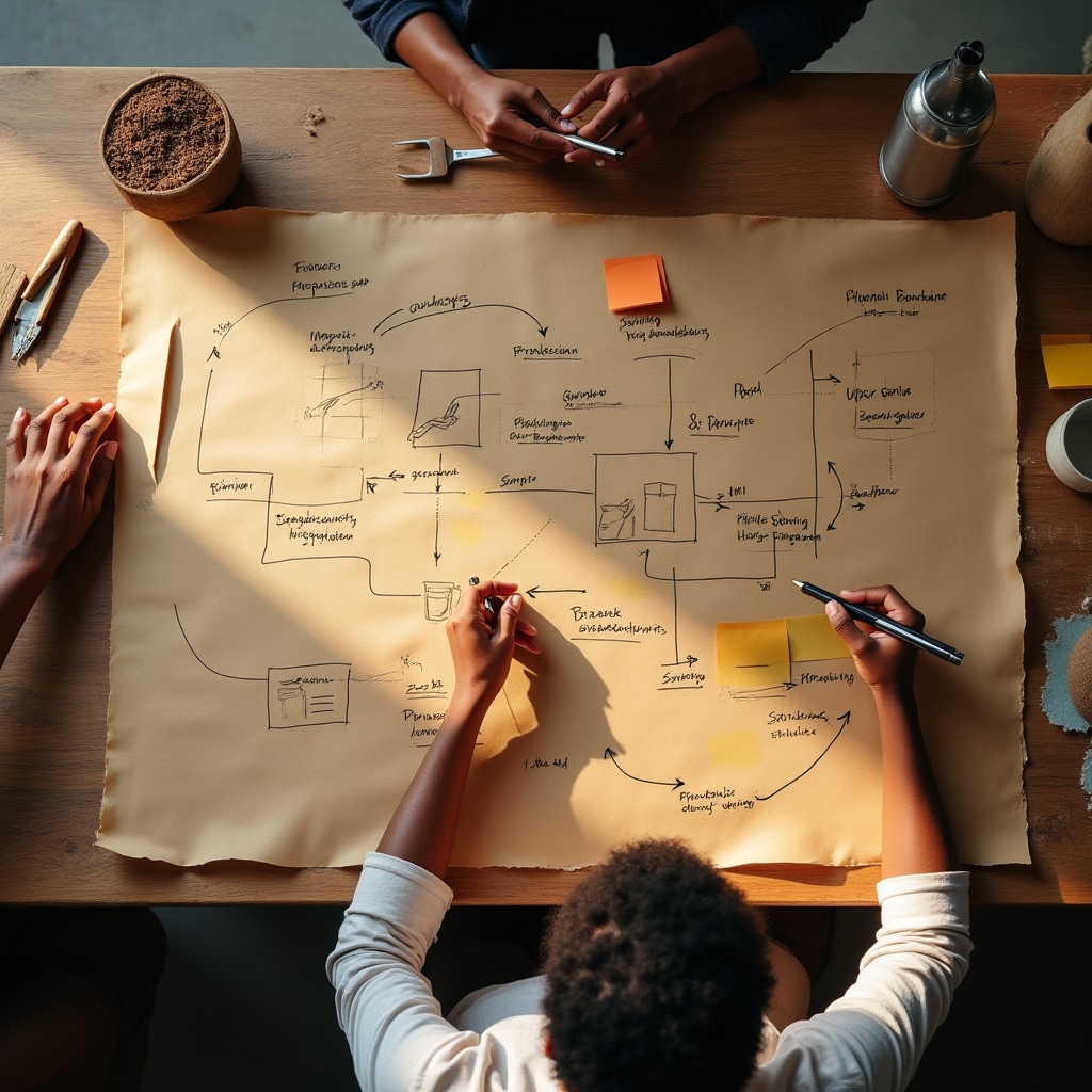 Analisi visiva del flusso di lavoro in una bottega artigianale italiana