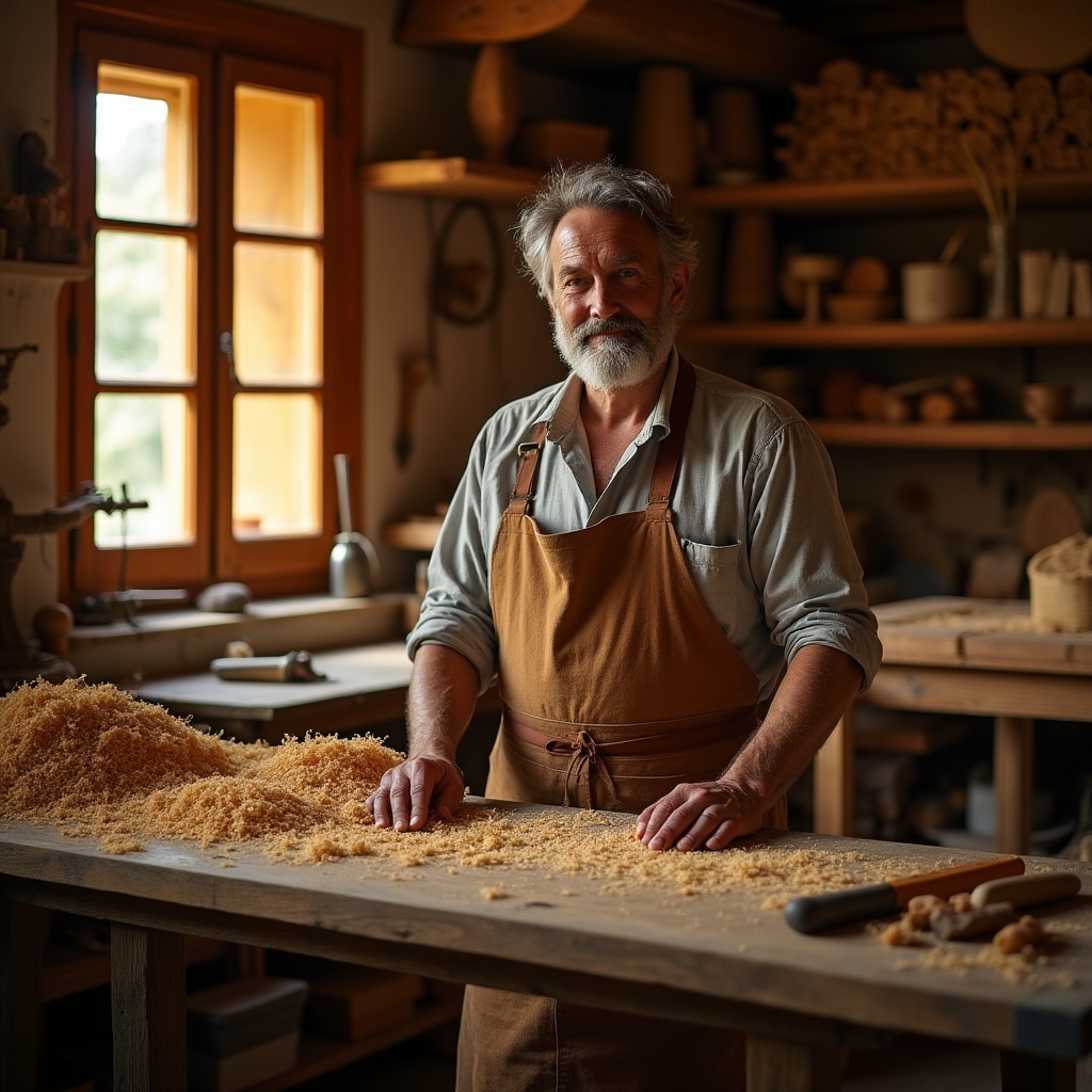 Artigiano al lavoro nel suo laboratorio