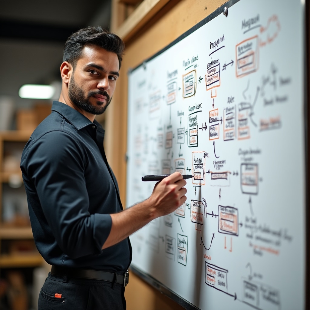 Mappatura visiva dei flussi operativi in un laboratorio artigianale